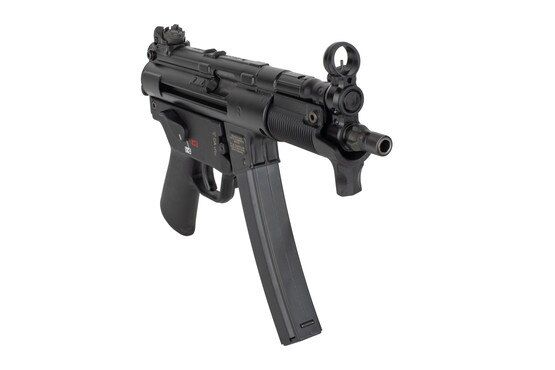 Heckler and Koch SP5K PDW 9mm pistol caliber carbine features a 30 round magazine